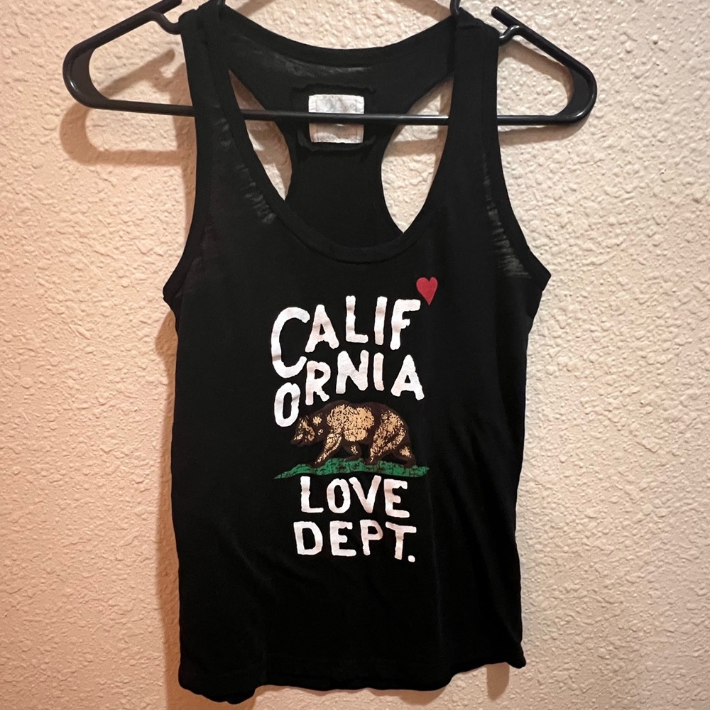 California Love Bear Graphic Black Muscle Tee size S